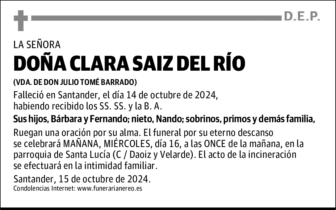 DOÑA CLARA SAIZ DEL RÍO