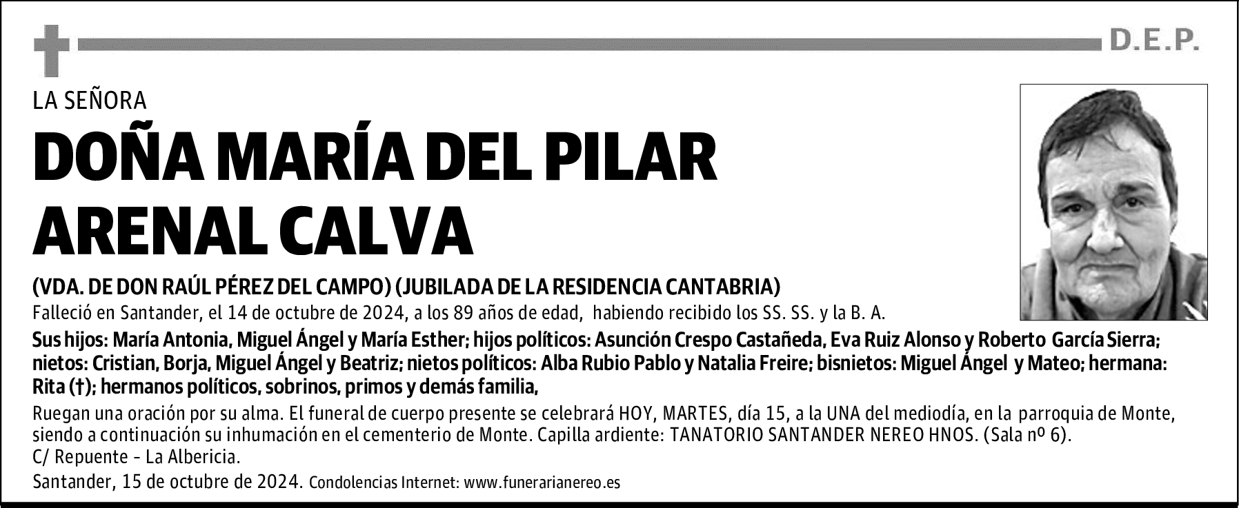DOÑA MARÍA DEL PILAR ARENAL CALVA