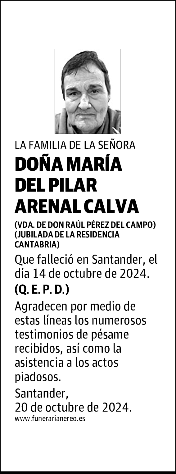 DOÑA MARÍA DEL PILAR ARENAL CALVA