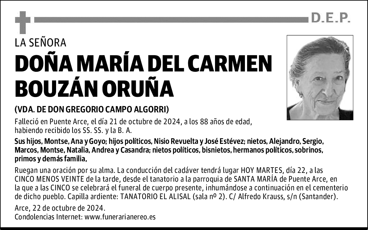 DOÑA MARÍA DEL CARMEN BOUZÁN ORUÑA