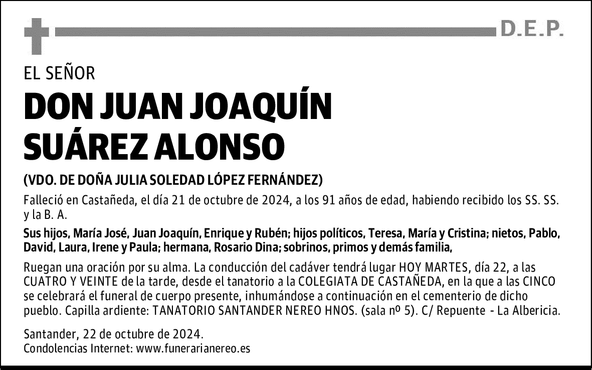 DON JUAN JOAQUÍN SUÁREZ ALONSO
