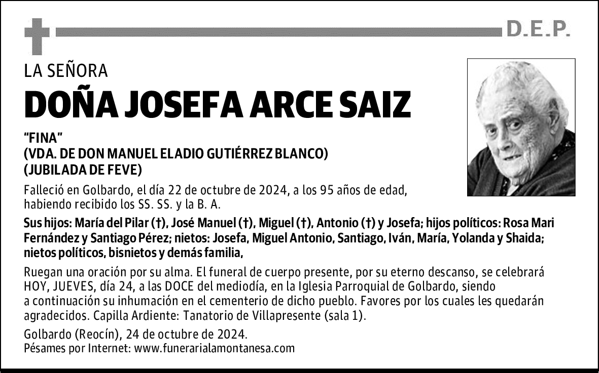 DOÑA JOSEFA ARCE SAIZ