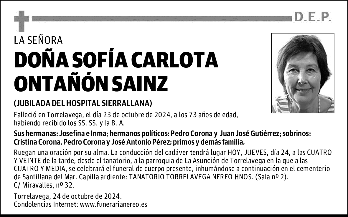 DOÑA SOFIA CARLOTA ONTAÑON SAINZ