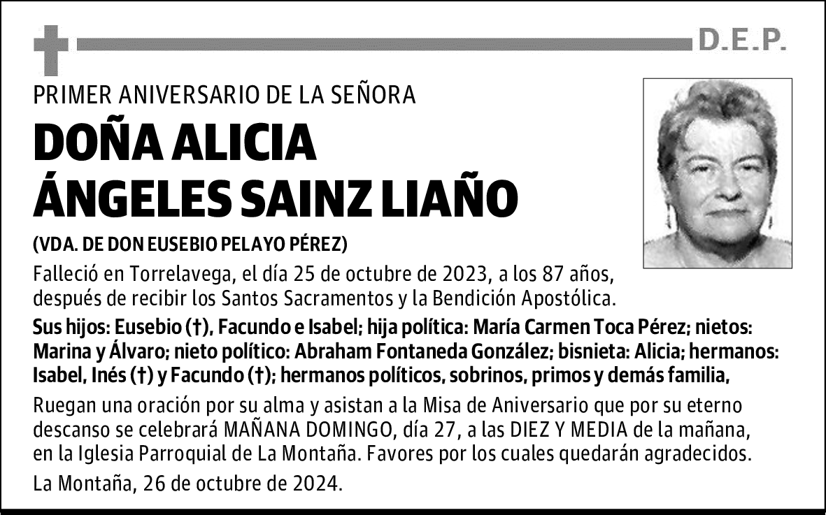 DOÑA ALICIA ÁNGELES SAINZ LIAÑO