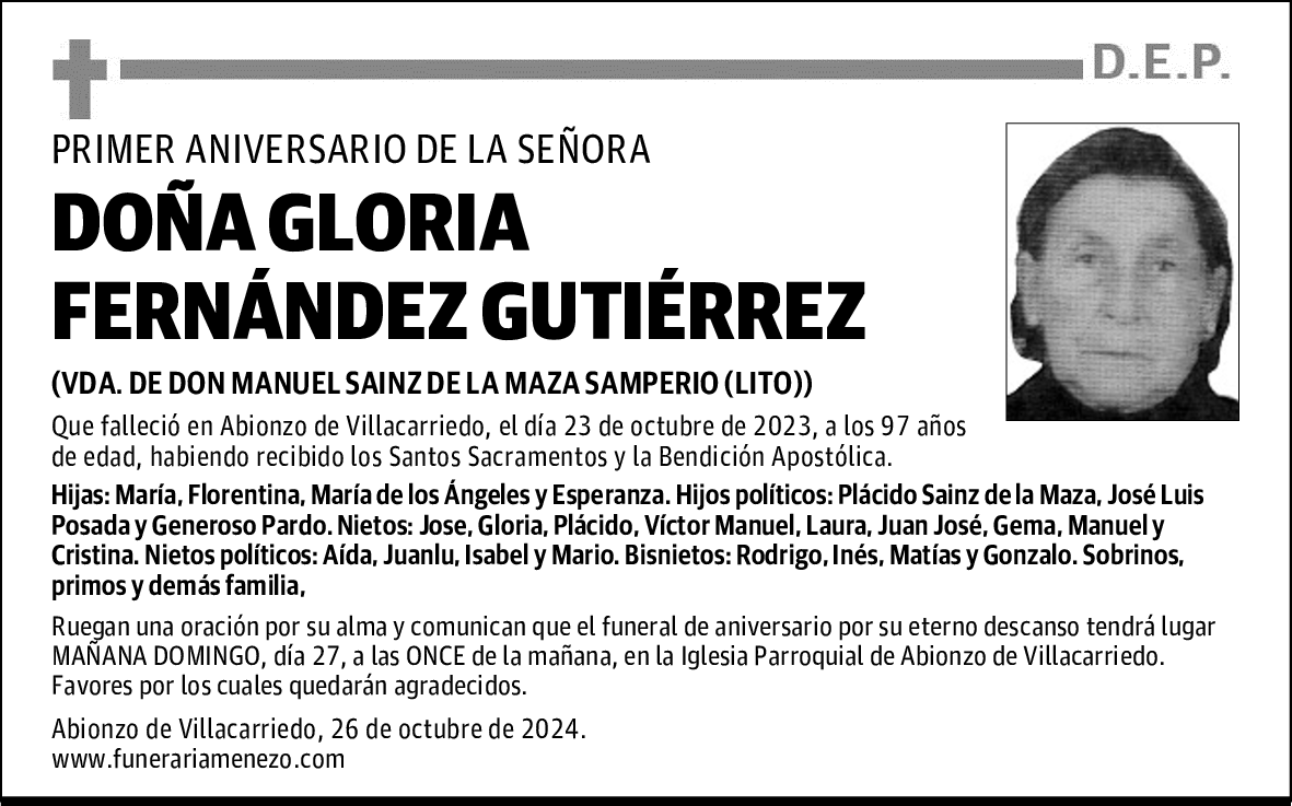 DOÑA GLORIA FERNÁNDEZ GUTIÉRREZ