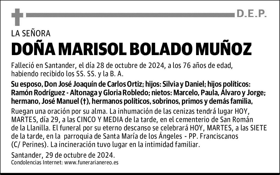 DOÑA MARISOL BOLADO MUÑOZ