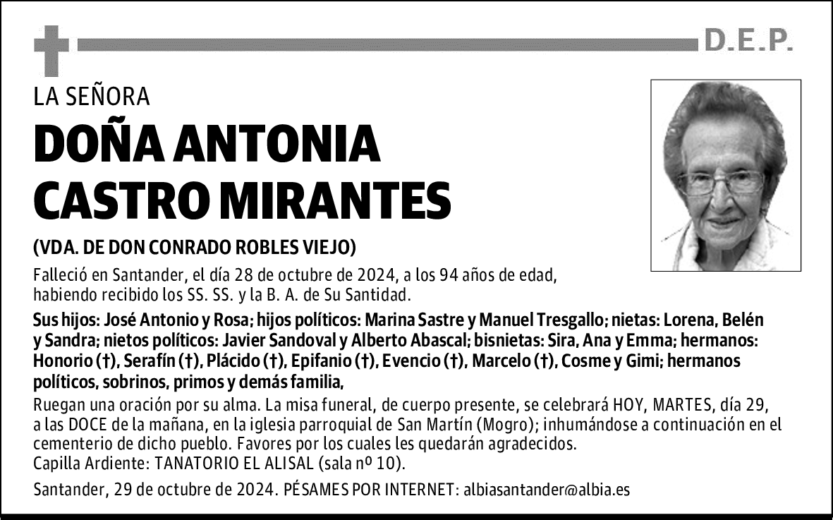 DOÑA ANTONIA CASTRO MIRANTES