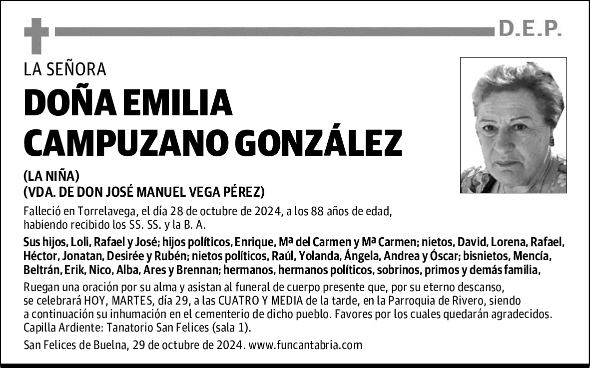 DOÑA EMILIA CAMPUZANO GONZÁLEZ