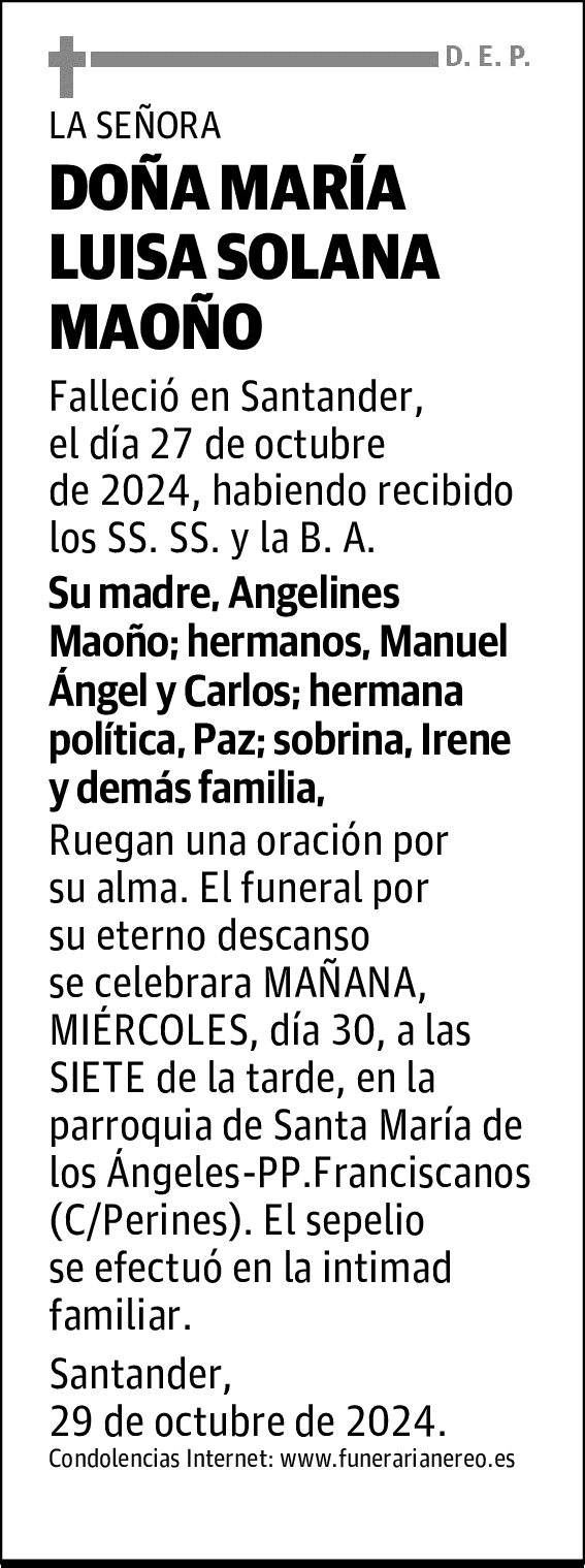 DOÑA MARÍA LUISA SOLANA MAOÑO