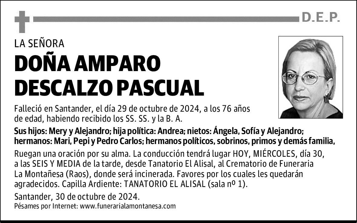 DOÑA AMPARO DESCALZO PASCUAL