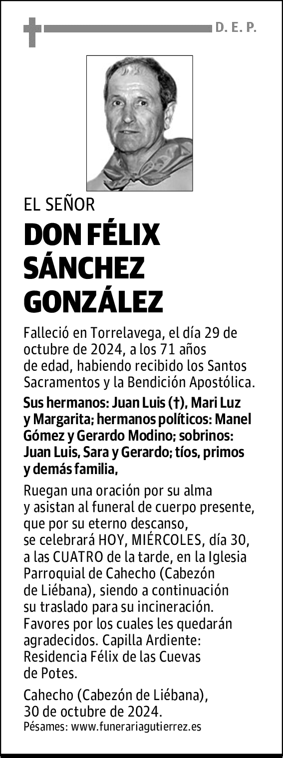 DON FÉLIX SÁNCHEZ GONZÁLEZ