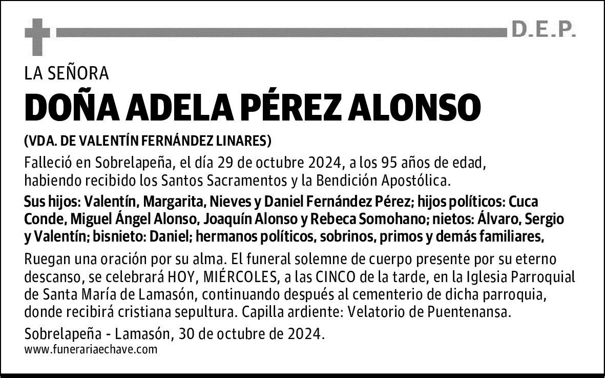 DOÑA ADELA PÉREZ ALONSO