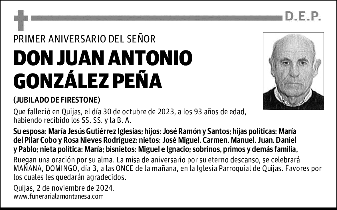 DON JUAN ANTONIO GONZÁLEZ PEÑA