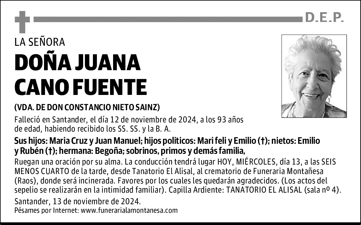 DOÑA JUANA CANO FUENTE