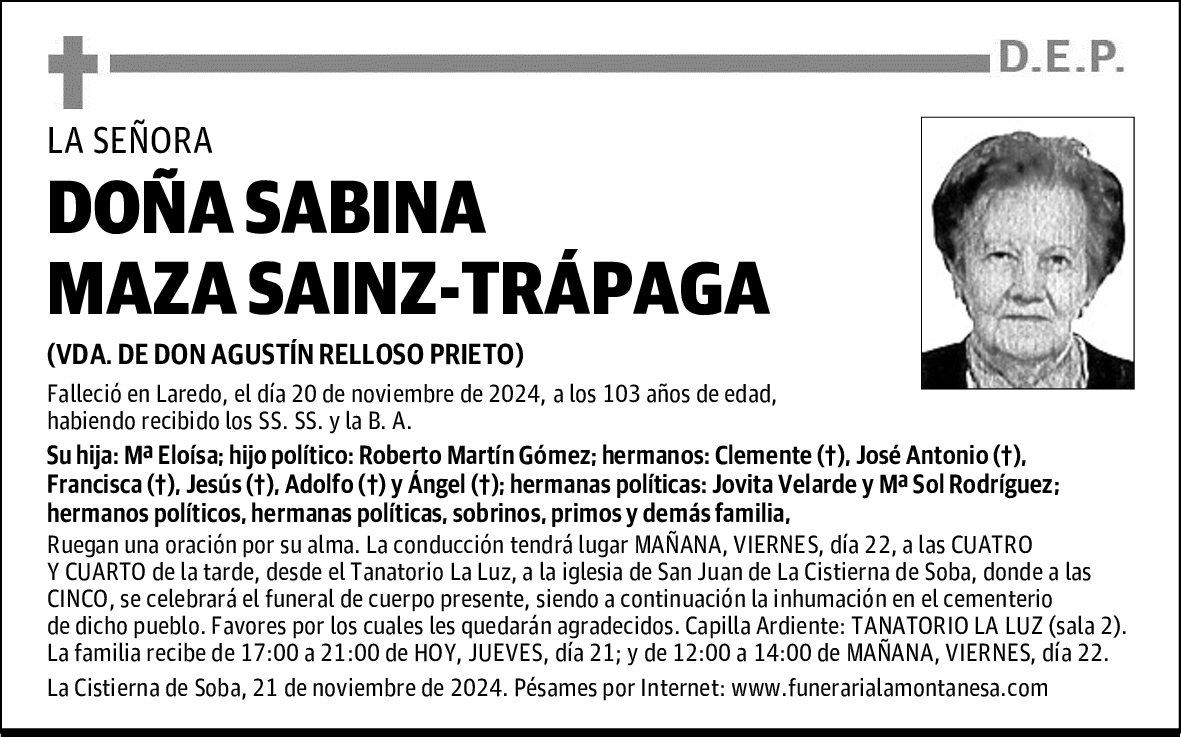 DOÑA SABINA MAZA SAINZ-TRÁPAGA