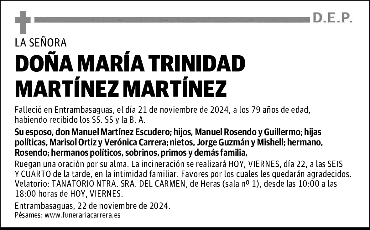 DOÑA MARÍA TRINIDAD MARTÍNEZ MARTÍNEZ