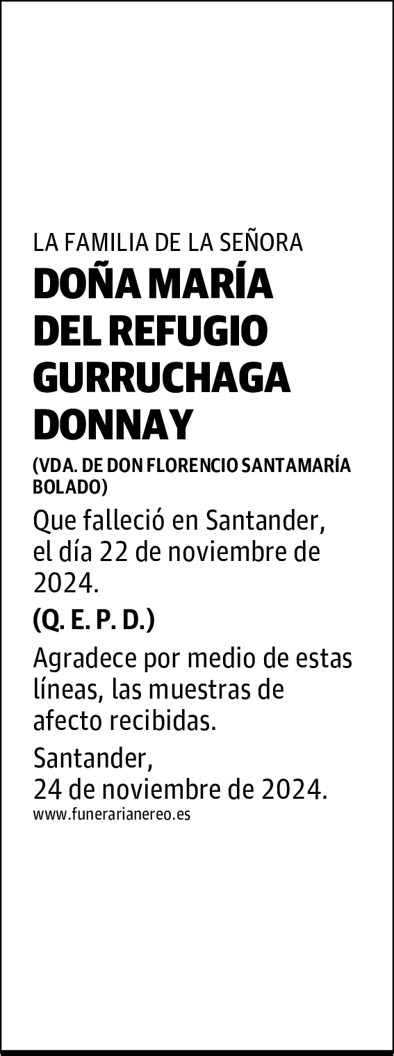 DOÑA MARÍA DEL REFUGIO GURRUCHAGA DONNAY