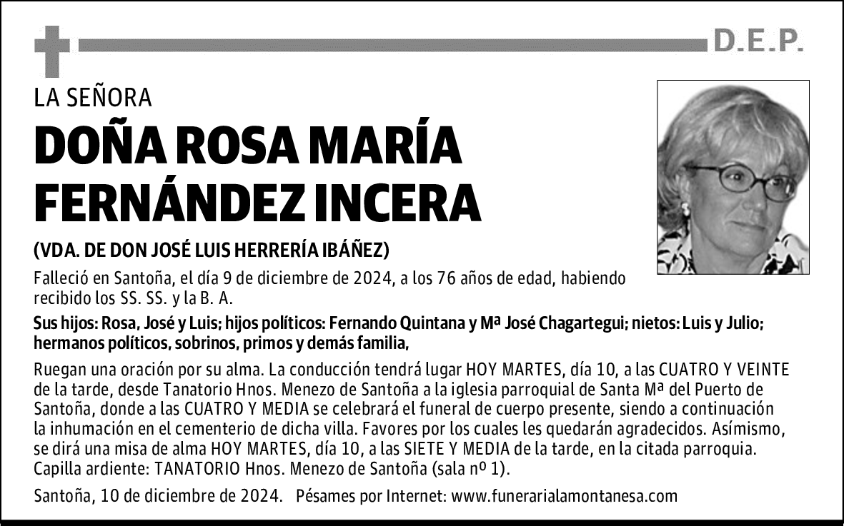 DOÑA ROSA MARÍA FERNÁNDEZ INCERA