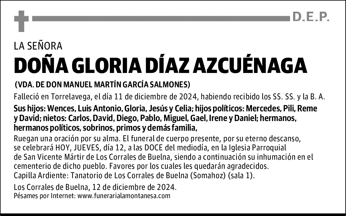 DOÑA GLORIA DÍAZ AZCUÉNAGA