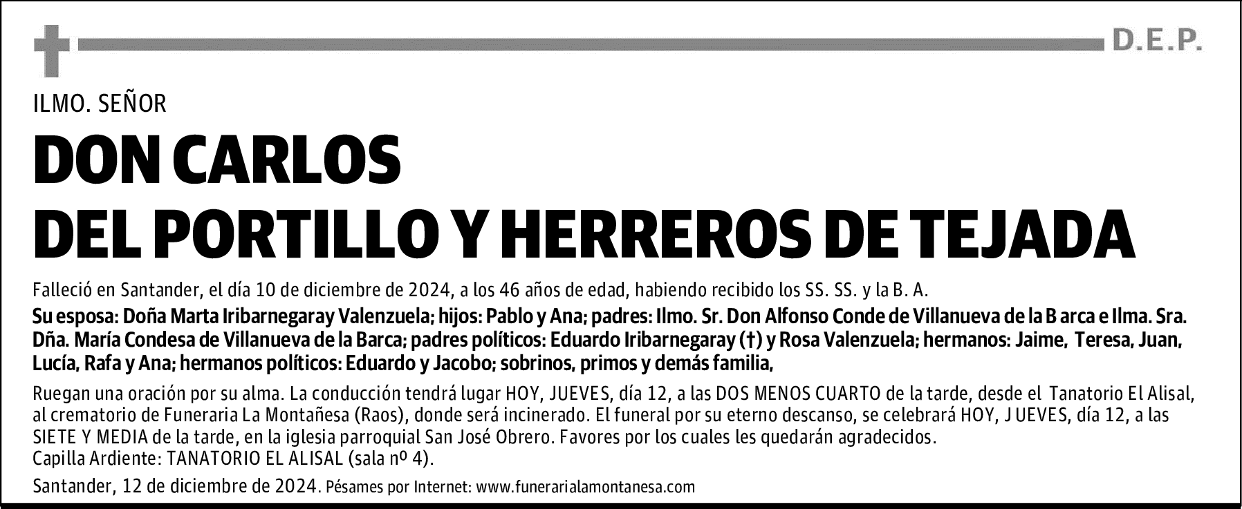 DON CARLOS DEL PORTILLO Y HERREROS DE TEJADA