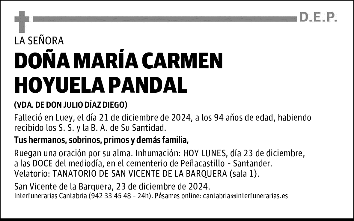 DOÑA MARÍA CARMEN HOYUELA PANDAL