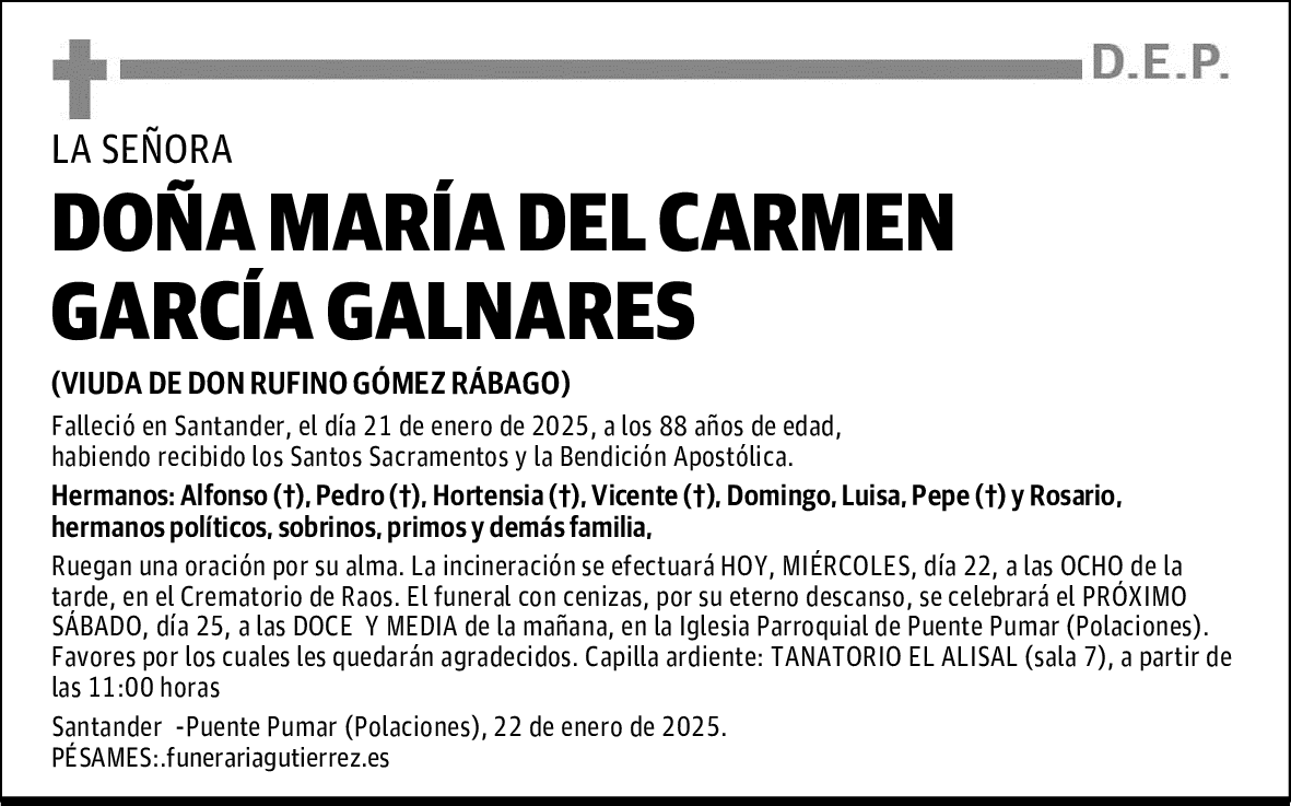 DOÑA MARÍA DEL CARMEN GARCÍA GALNARES