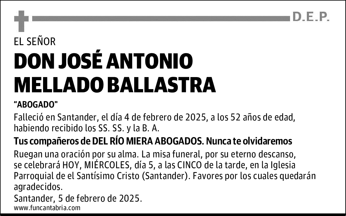 DON JOSÉ ANTONIO MELLADO BALLASTRA