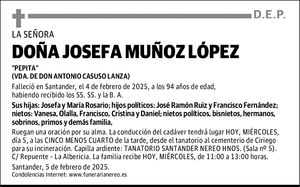 DOÑA JOSEFA MUÑOZ LÓPEZ