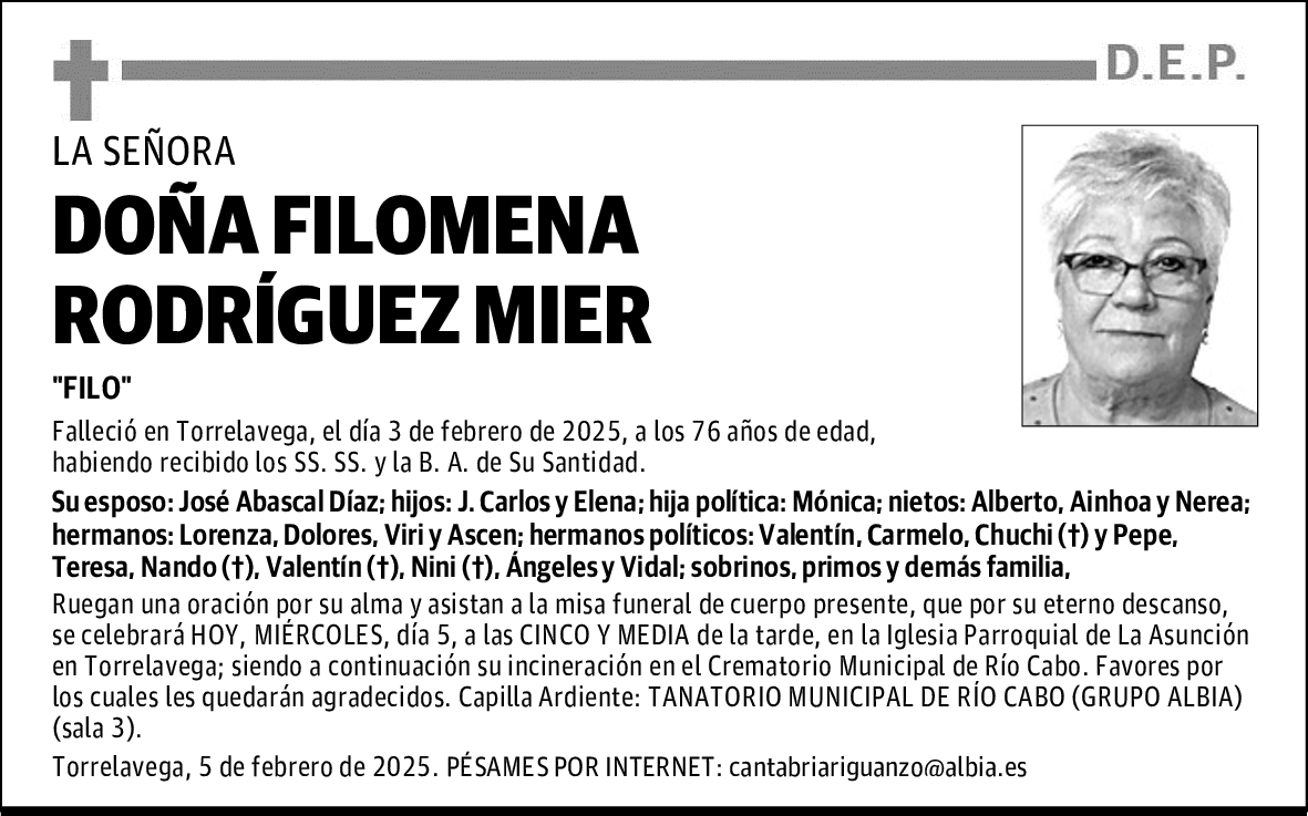DOÑA FILOMENA RODRÍGUEZ MIERt