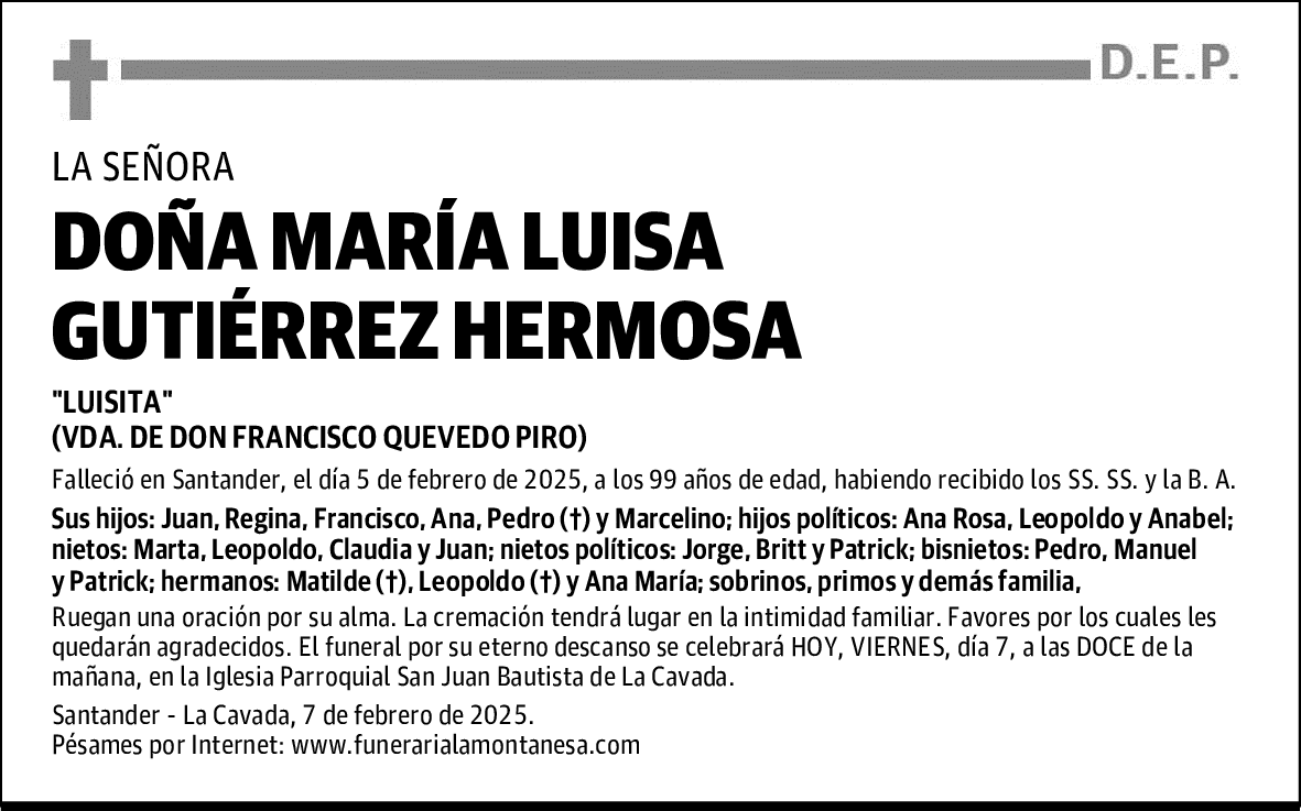 DOÑA MARÍA LUISA GUTIÉRREZ HERMOSA