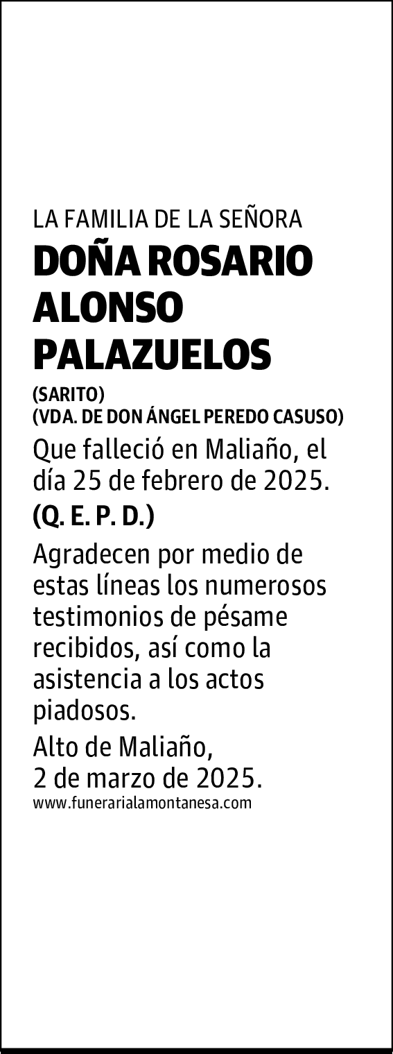 DOÑA ROSARIO ALONSO PALAZUELOS