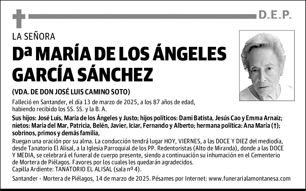 DOÑA MARÍA DE LOS ÁNGELES GARCÍA SÁNCHEZ