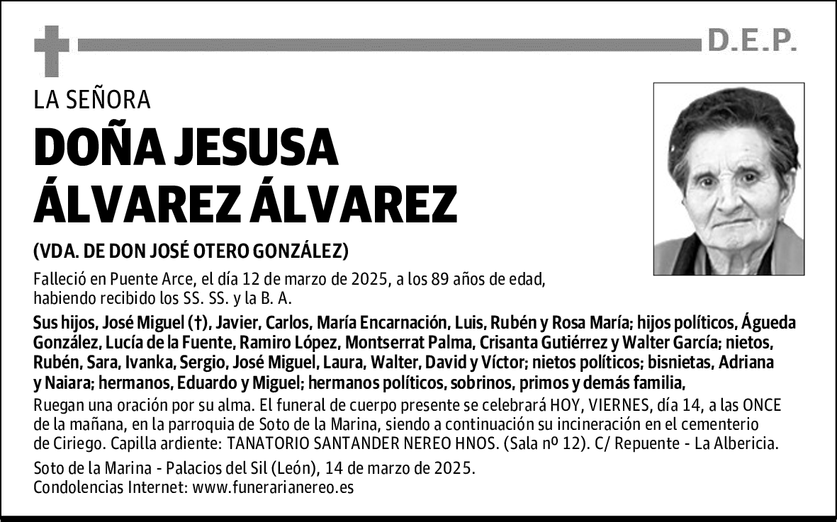 DOÑA JESUSA ÁLVAREZ ÁLVAREZ