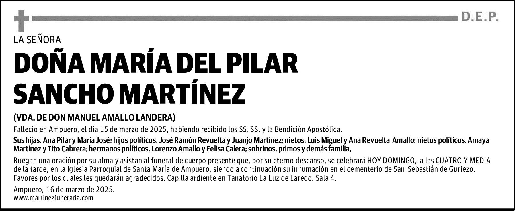 DOÑA MARÍA DEL PILAR SANCHO MARTÍNEZ