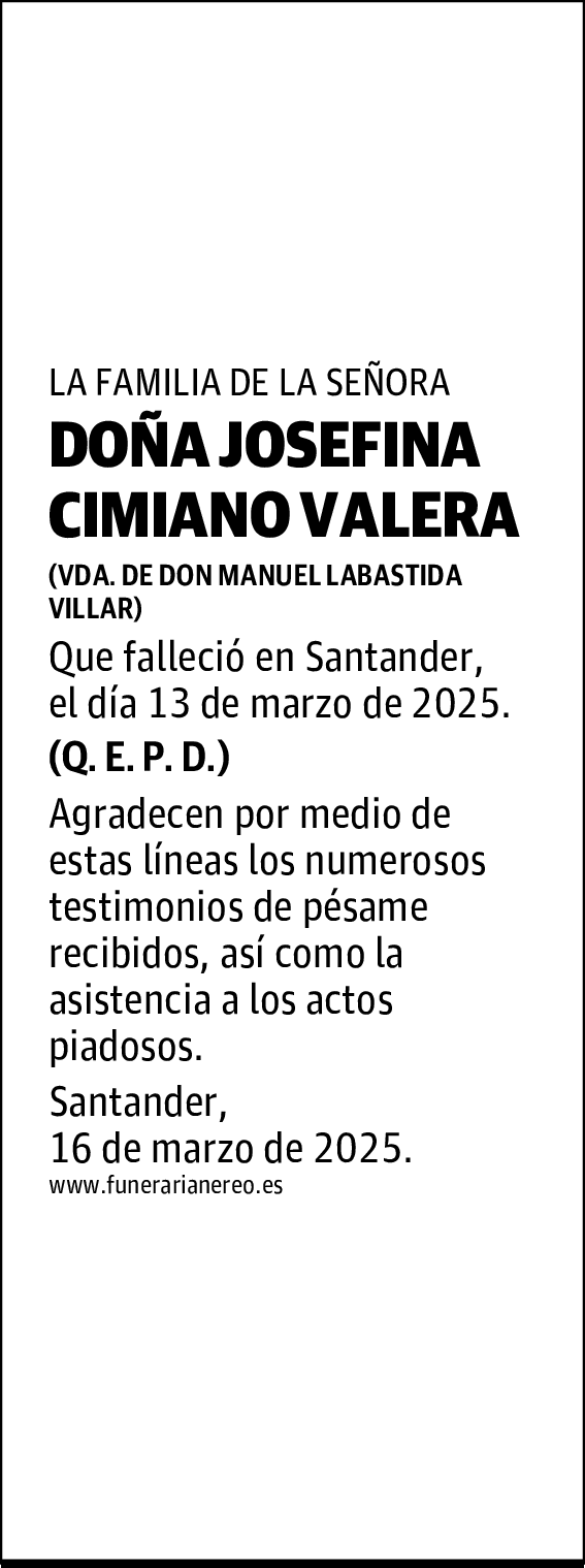 DOÑA JOSEFINA CIMIANO VALERA