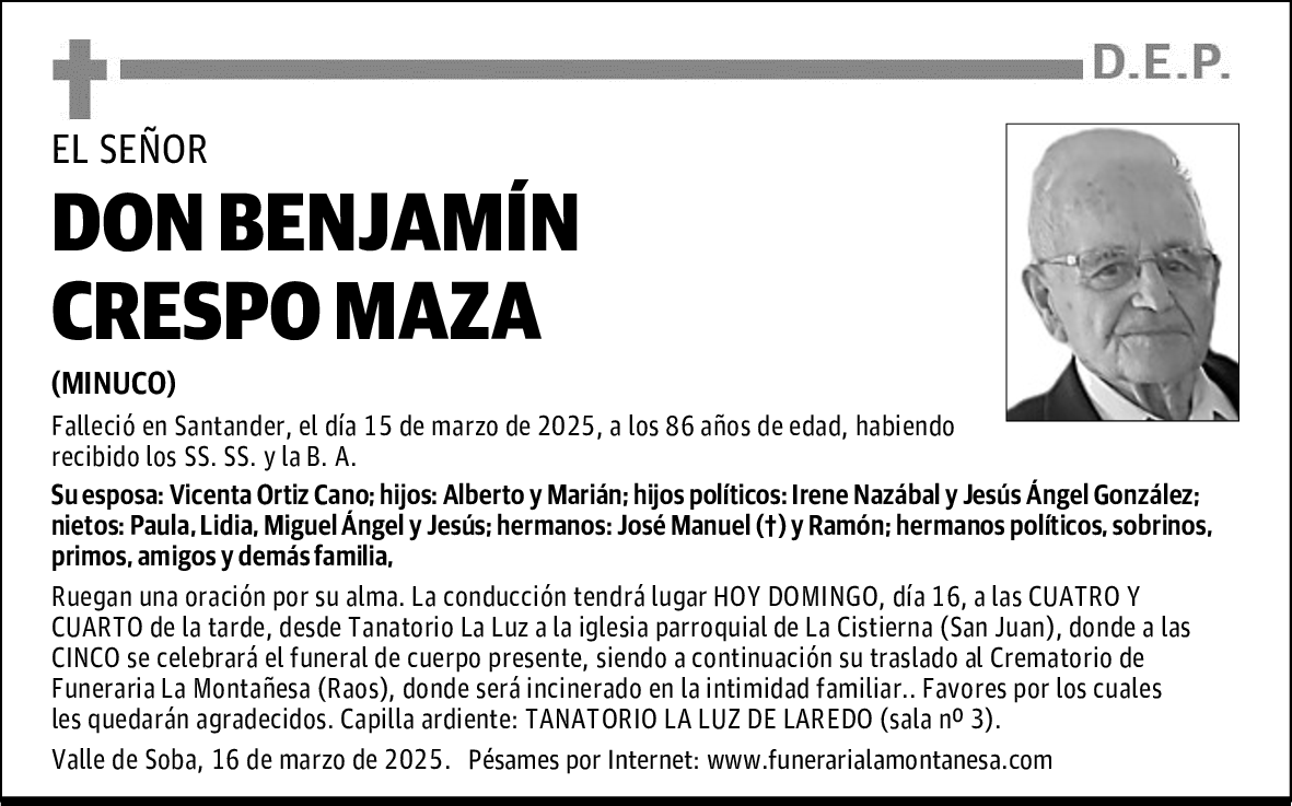 DON BENJAMÍN CRESPO MAZA