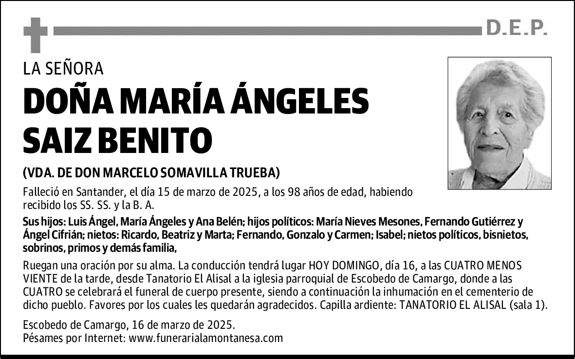 DOÑA MARÍA ÁNGELES SAIZ BENITO