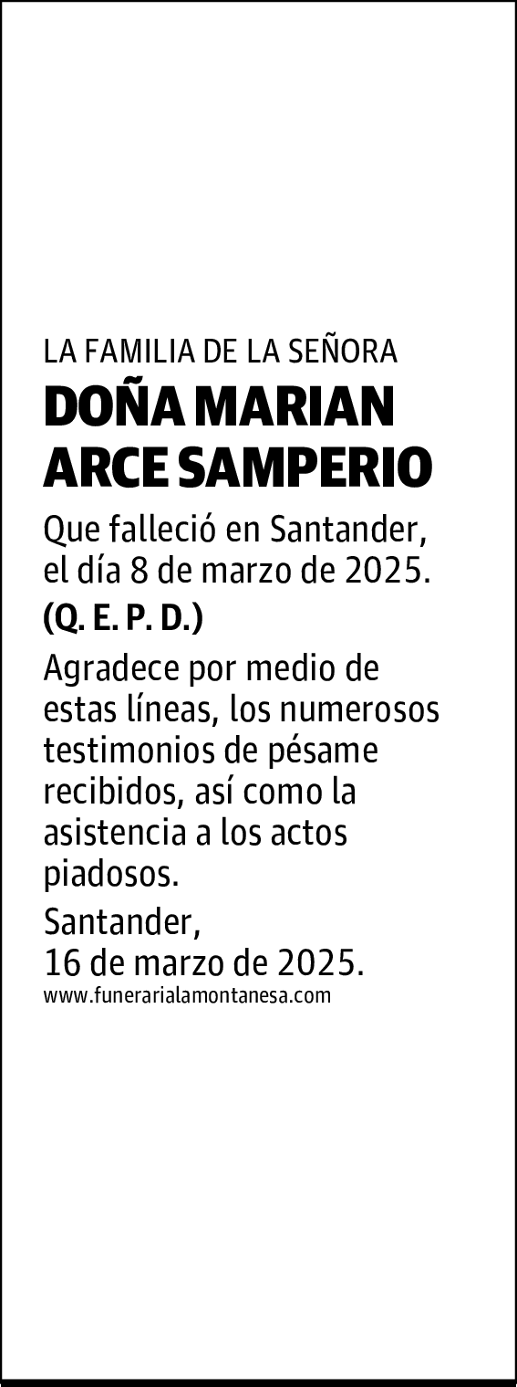 DOÑA MARIAN ARCE SAMPERIO
