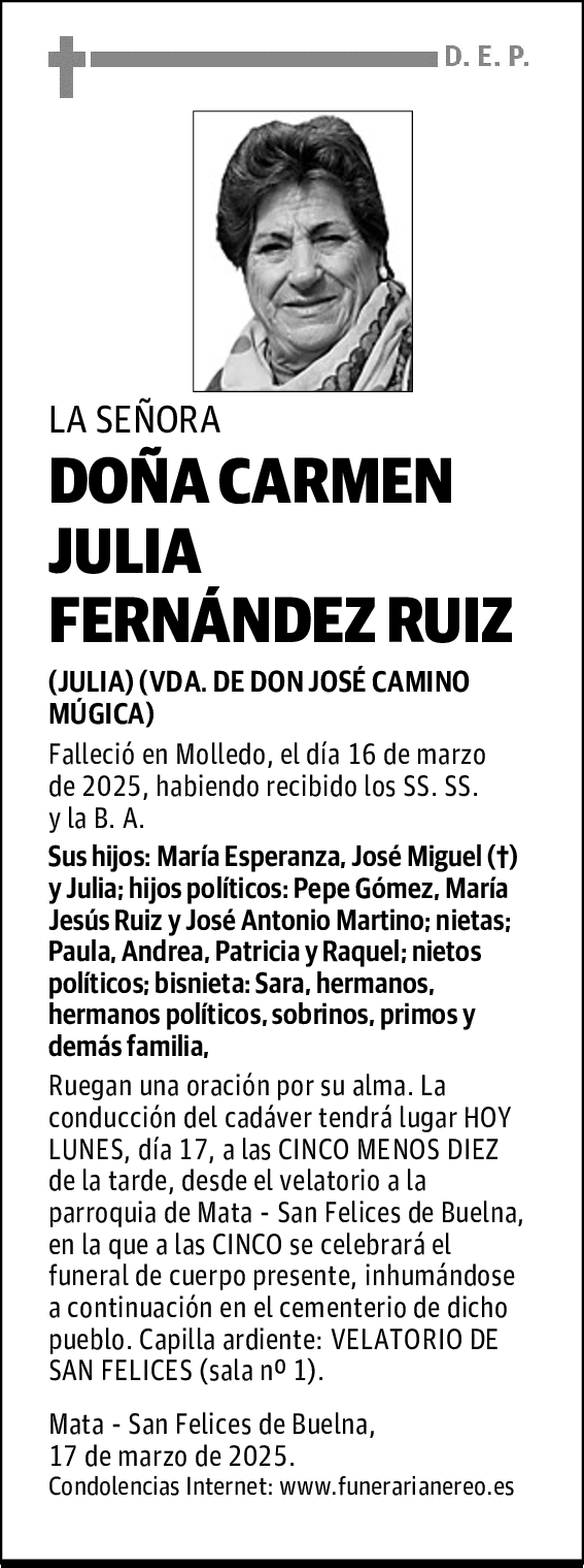 DOÑA CARMEN JULIA FERNÁNDEZ RUIZ