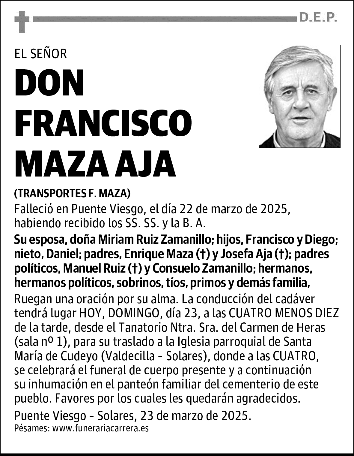 DON FRANCISCO MAZA AJA