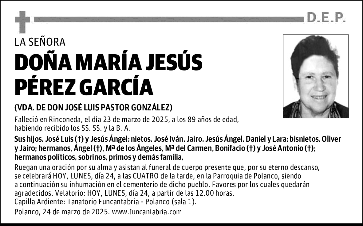 DOÑA MARÍA JESÚS PÉREZ GARCÍA