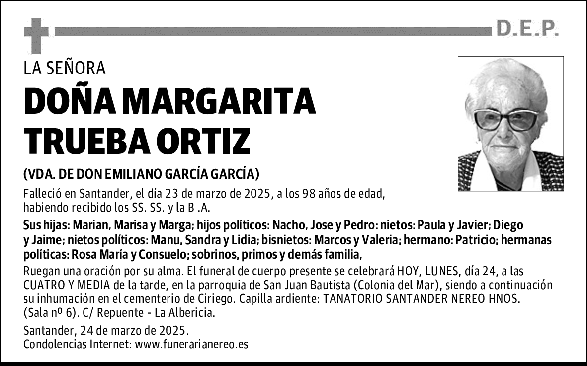 DOÑA MARGARITA TRUEBA ORTIZ