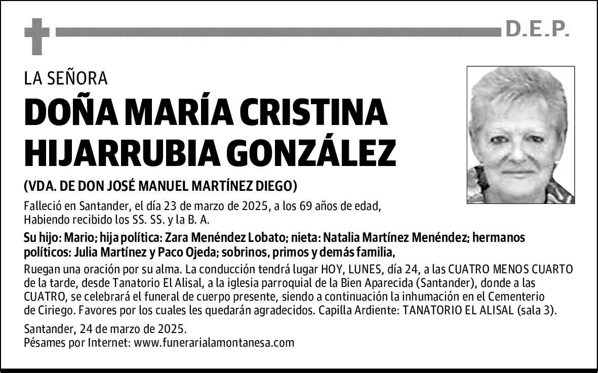 DOÑA MARÍA CRISTINA HIJARRUBIA