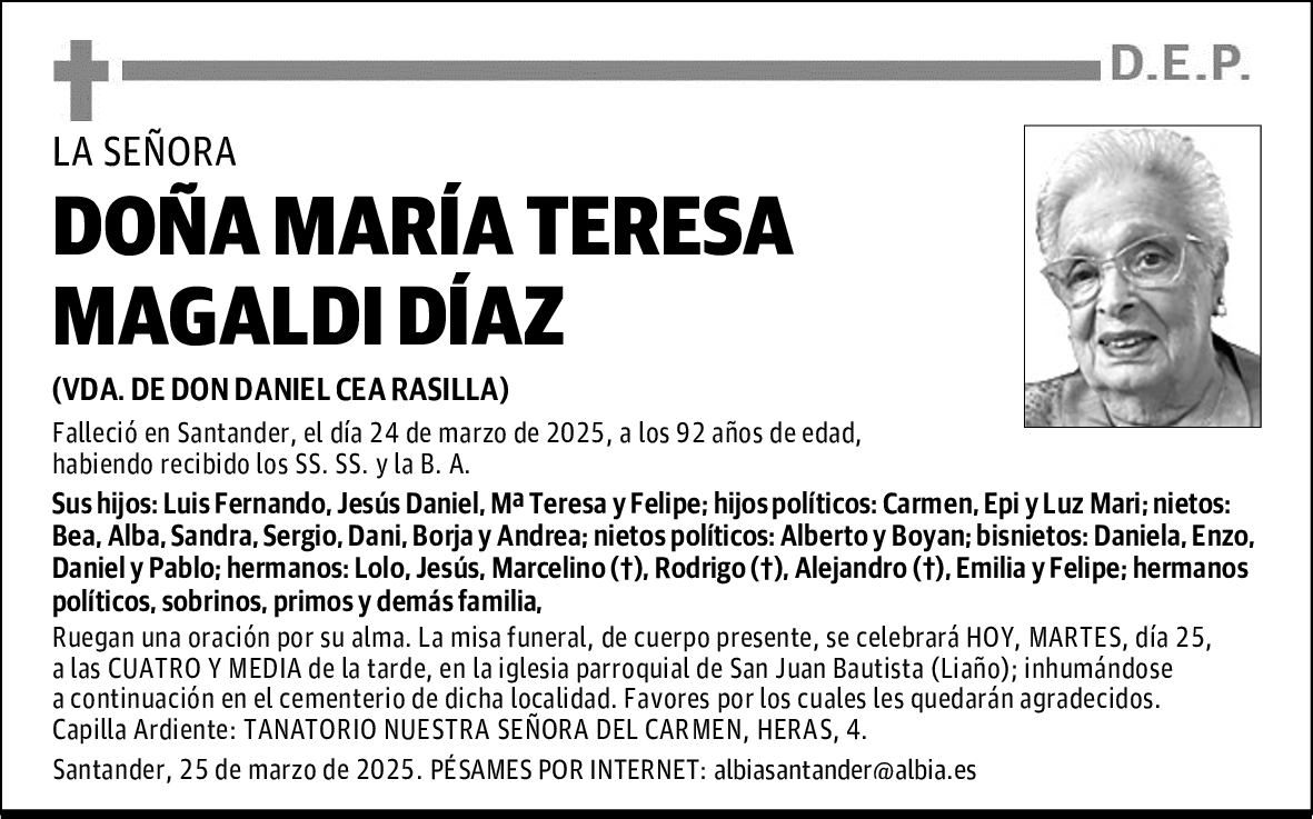 DOÑA MARÍA TERESA MAGALDI DÍAZ