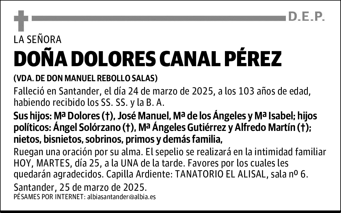 DOÑA DOLORES CANAL PÉREZ
