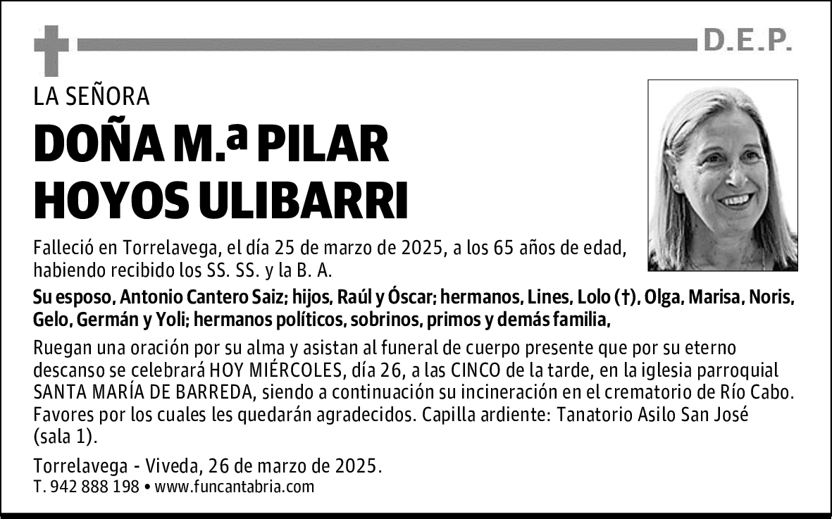 DOÑA M.ª PILAR HOYOS ULIBARRI
