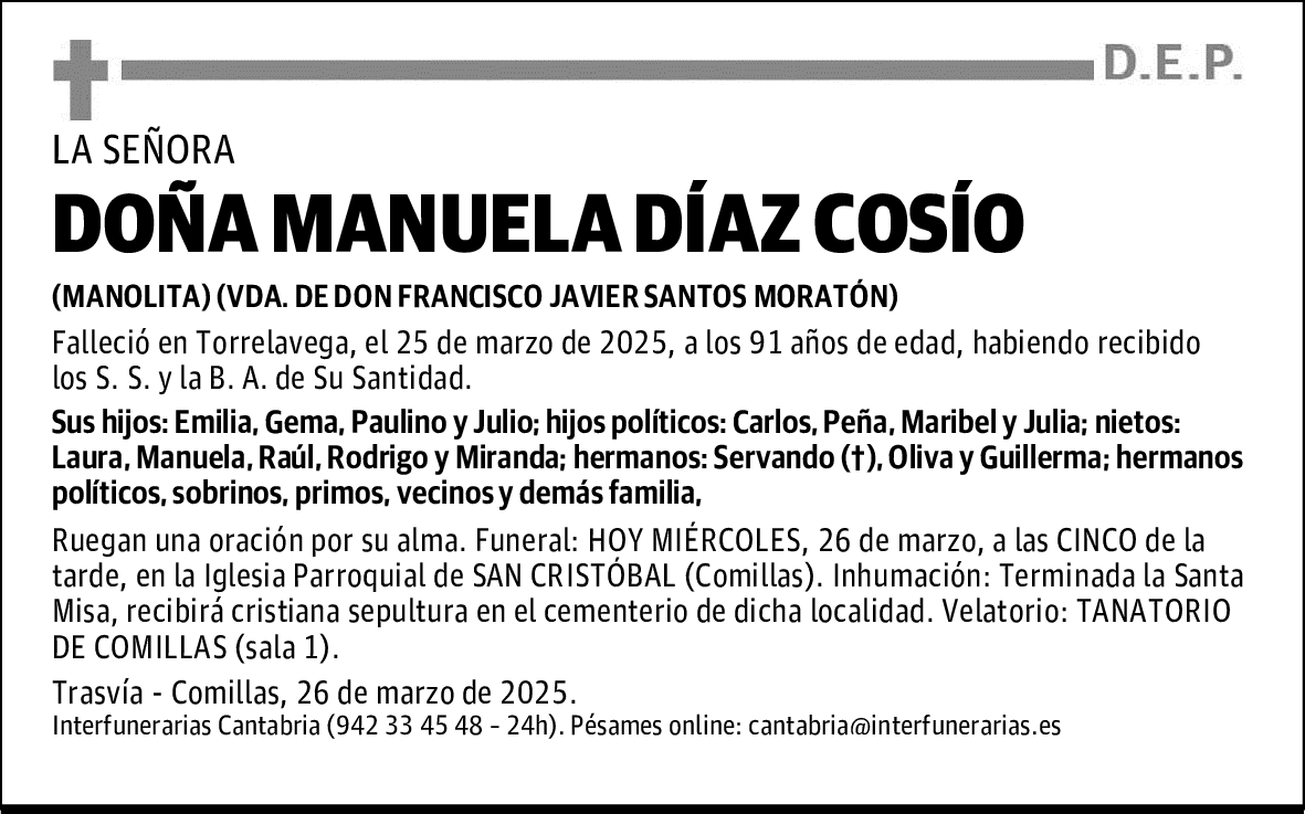 DOÑA MANUELA DÍAZ COSÍO