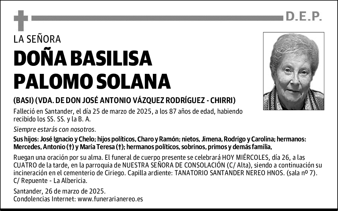 DOÑA BASILISA PALOMO SOLANA