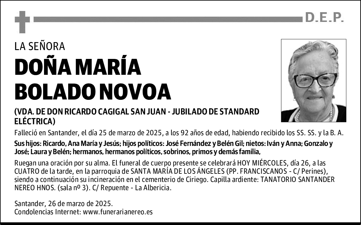 DOÑA MARÍA BOLADO NOVOA
