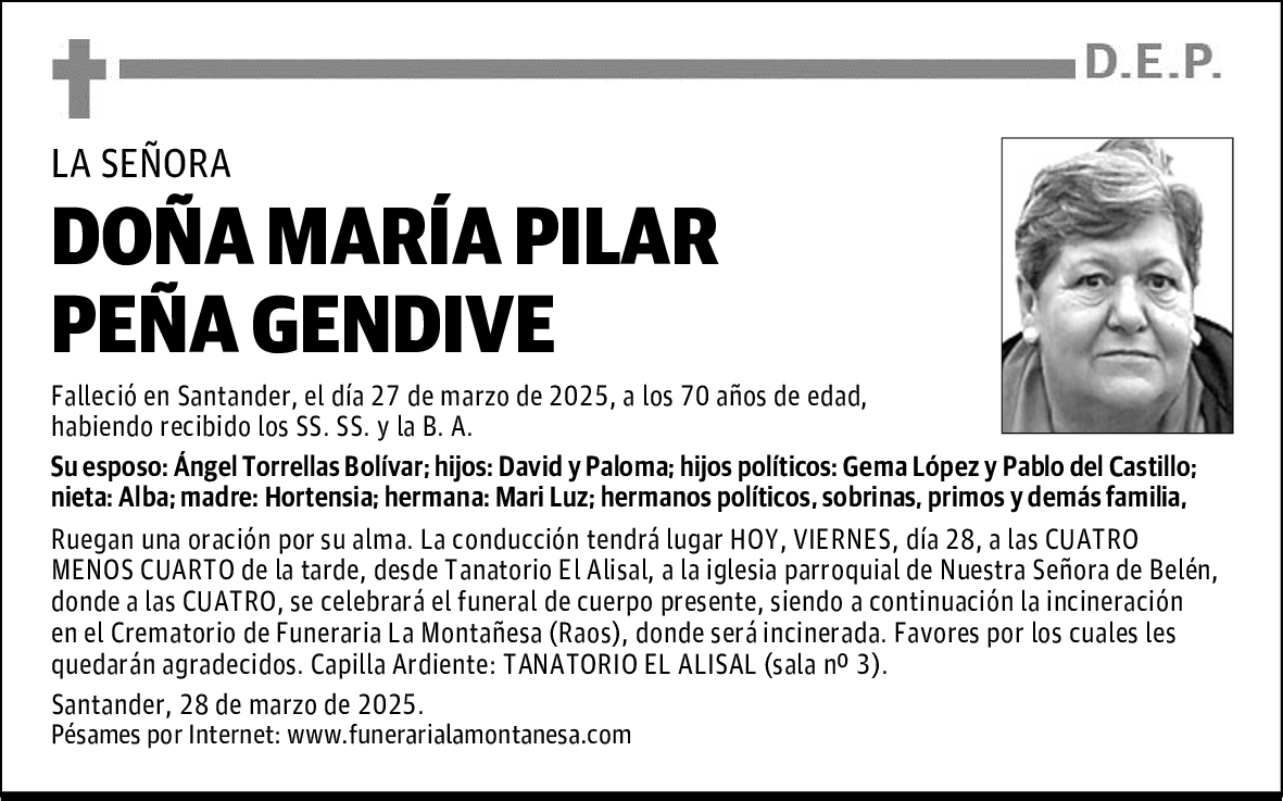 DOÑA MARÍA PILAR PEÑA GENDIVE